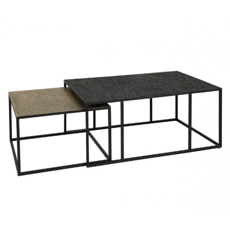 ZI Metallic Coffee Table Rectangle Antique Bronze Black